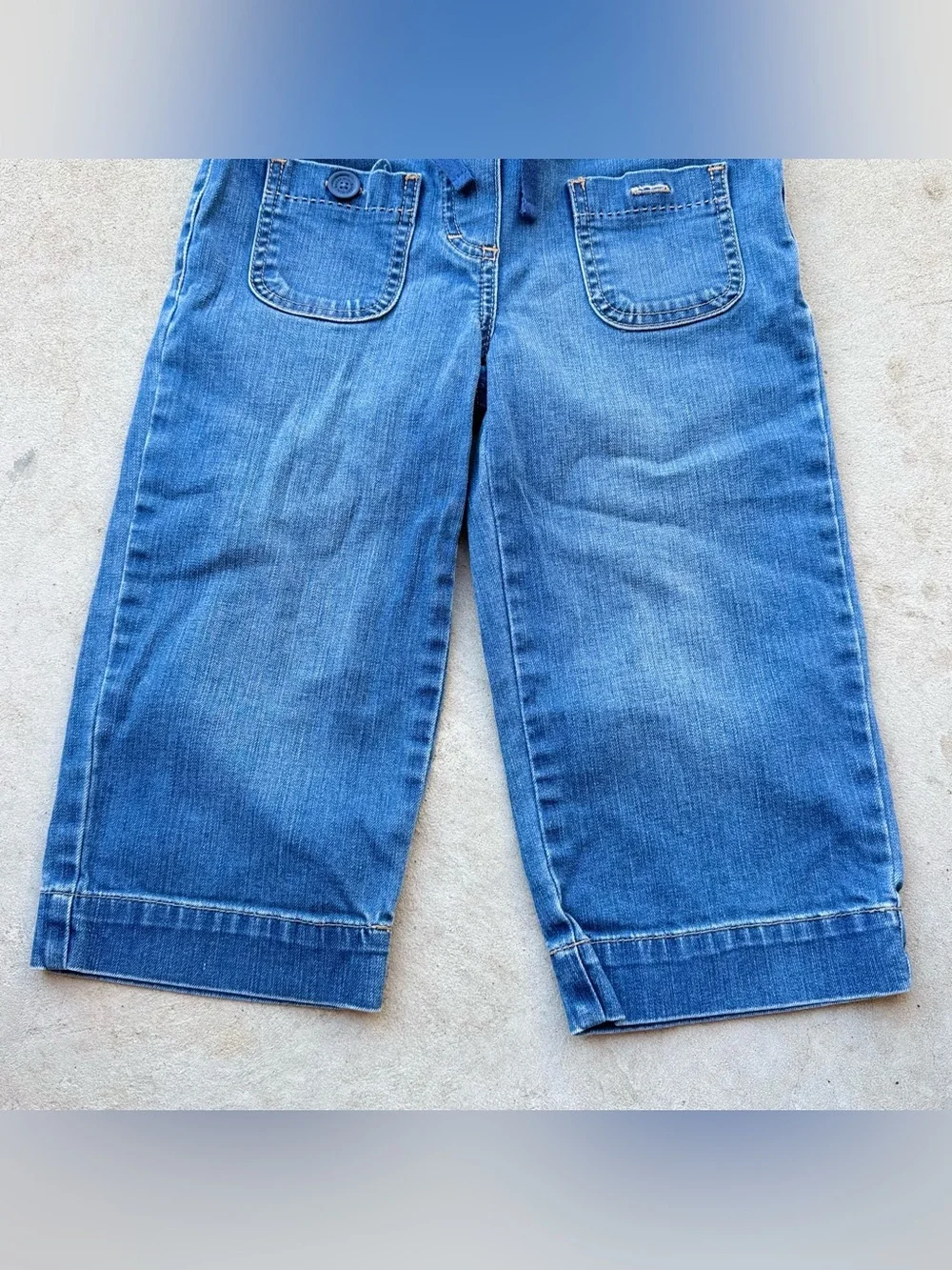 Mini Boden 10y Denim Jean Shorts Withed Ribbed Tie Waist